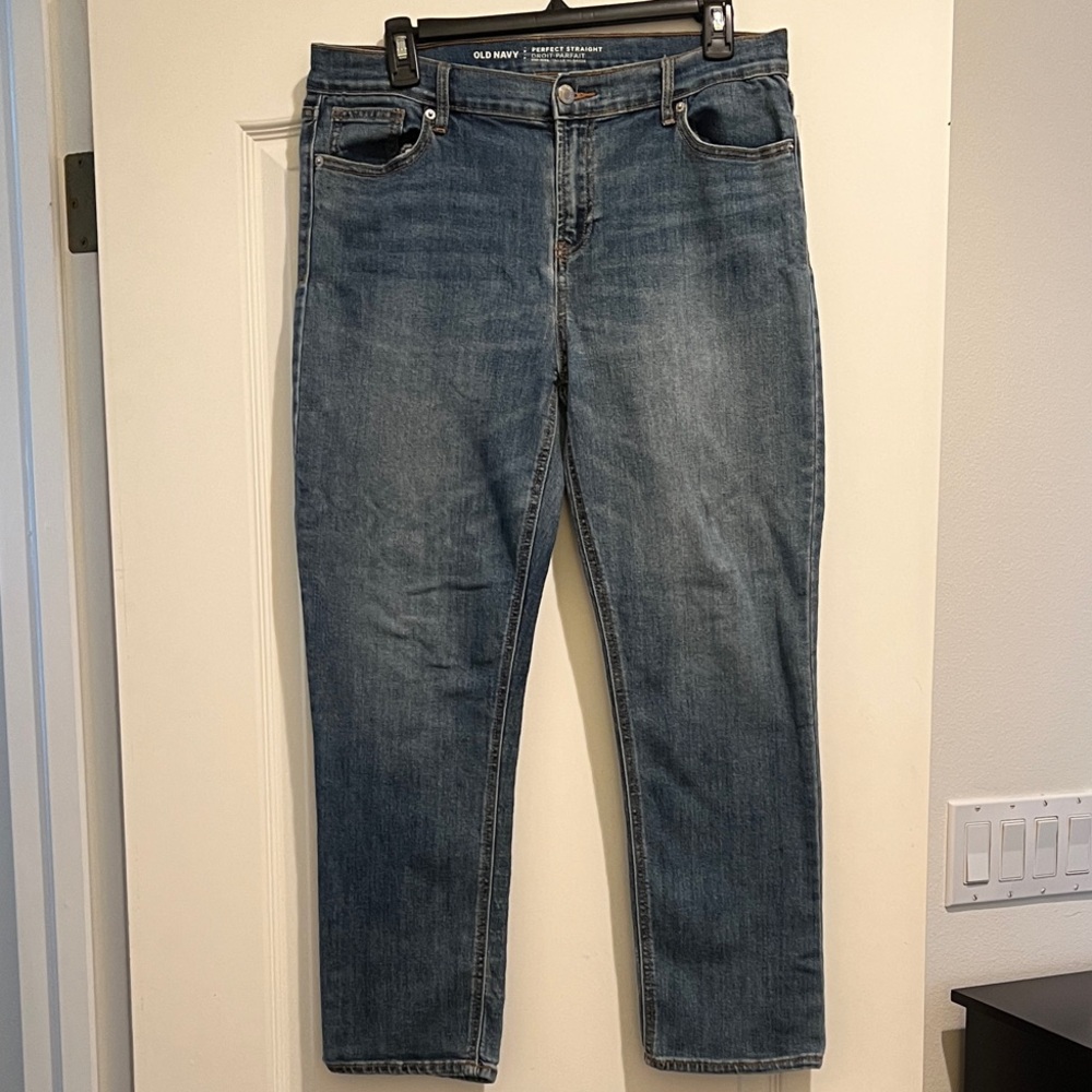 Old Navy Women's Straight Leg Jeans - Dark Blue